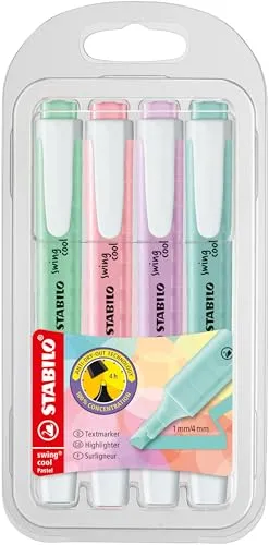 STABILO Marcador Swing Cool Pastel - Kit 4 Cores Pastel