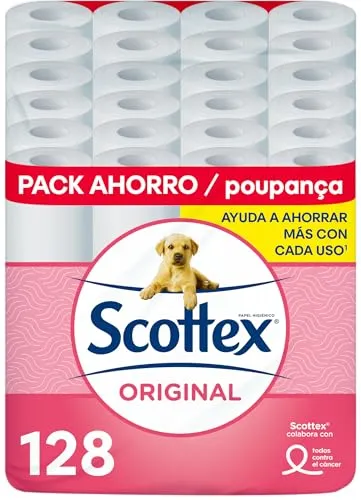 Scottex Original Papel Higiénico - 128 Rolos Dupla Folha