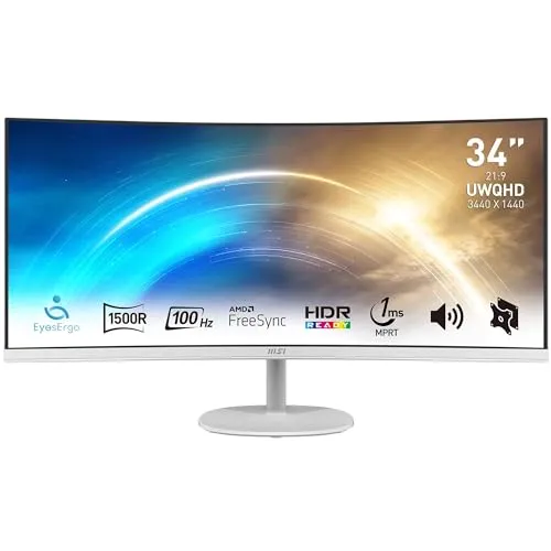 MSI PRO MP341CQW - Monitor Curvo Profissional 34" UWQHD 100Hz HDR