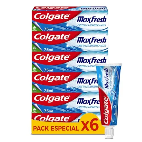 Colgate Max Fresh Pasta Dentífrica - Pack 6x75ml com Cristais Refrescantes