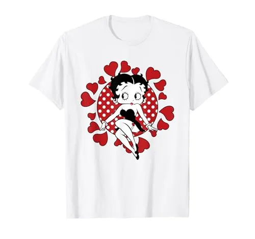 T-shirt Betty Boop Coração e Bolinhas para Senhora