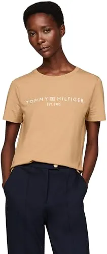 T-shirt Tommy Hilfiger Logo C-nk SS Feminina | Algodão Clássica