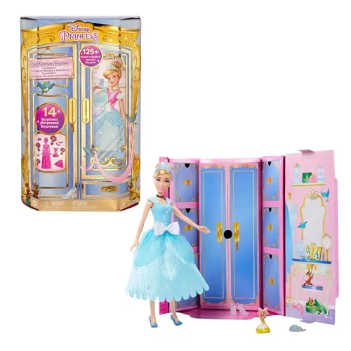 Mattel Disney Princess Cinderela - Boneca Articulada com 14 Conjuntos Surpresa