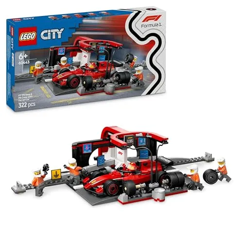 LEGO City 60443 - Pit Stop Ferrari F1 com Equipa de Mecânicos