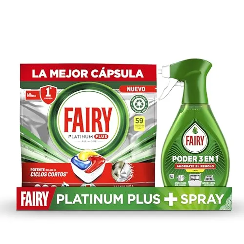 Fairy Platinum Plus Cápsulas + Power Spray Limão - Kit Máquina Lavar Loiça