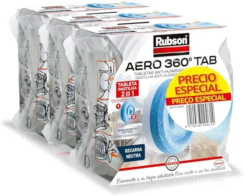 Rubson AERO 360º - Desumidificador Recarregável com Sistema Anti-Derrame